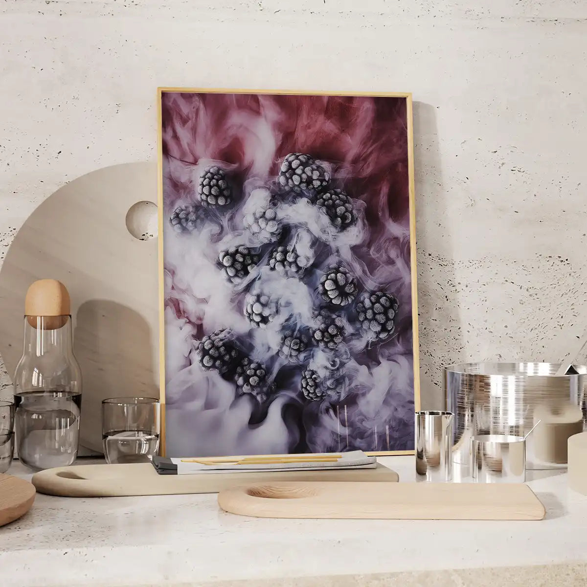 Frozen Blackberries Food Kunstdruck für die Küche