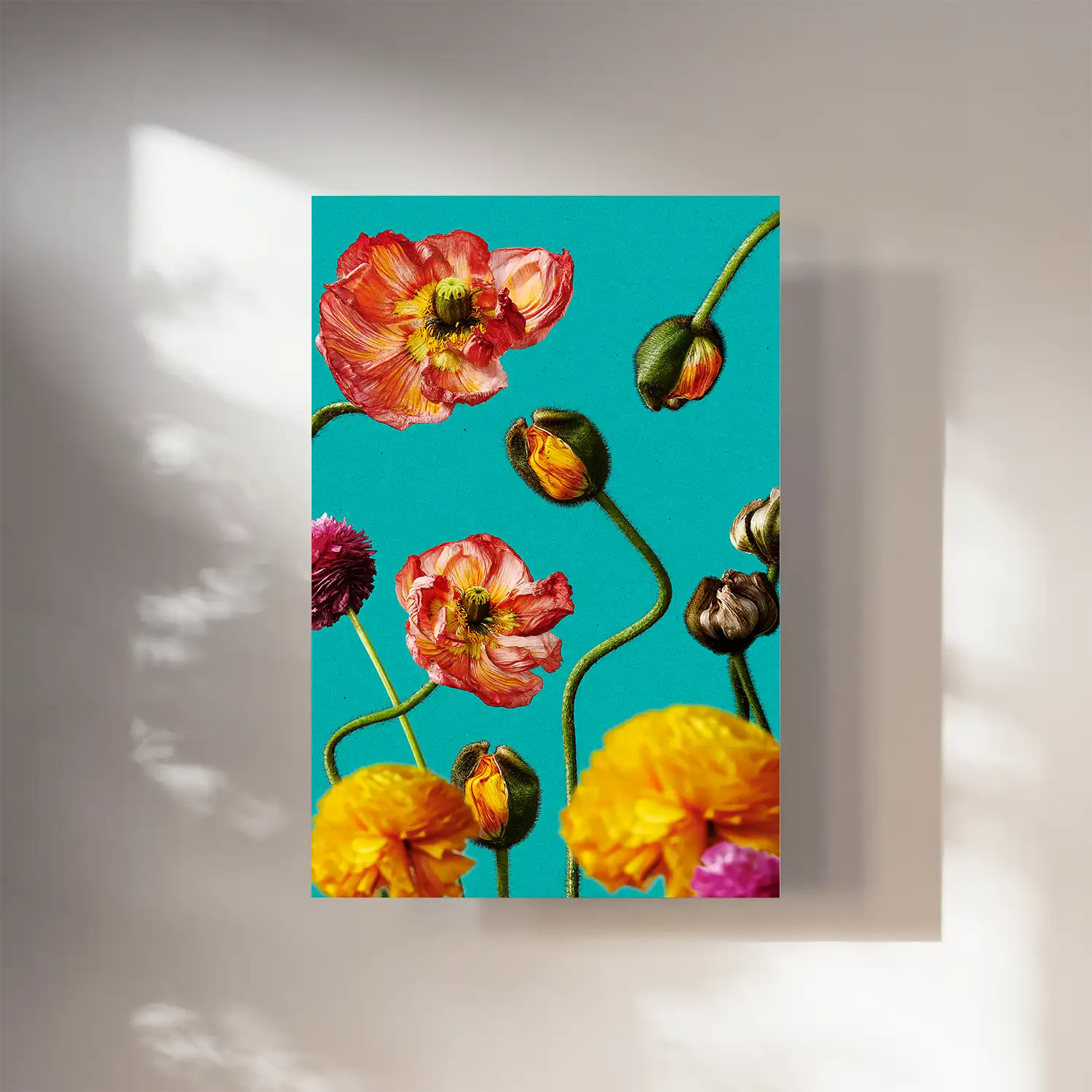 Moderne Wandbilder mit Blumen und kräftigen Farben Islandmohn